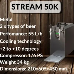 Ölkranar-Öltapp STREAM 50K med luftpump, ölväska, genomströmningskylare 2-radig torr svalare, upp till 55 liter / h - SVART UTGÅNG, KEG:Type M, KEG 2:Type M