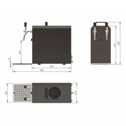 Ölkranar-Öltapp STREAM 50K med luftpump ölkorg, flödeskylare 2-ledare torrkylare, upp till 55 liter/h - BLACK EDITION, KEG 2:5 liters adapter, KEG:KeyKeg