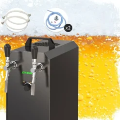 Ölkranar-Öltapp STREAM 50K med luftpump ölkorg, flödeskylare 2-ledare torrkylare, upp till 55 liter/h - BLACK EDITION, KEG 2:5 liters adapter, KEG:KeyKeg