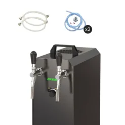 Ölkranar-Öltapp STREAM 50K med luftpump ölkorg, flödeskylare 2-ledare torrkylare, upp till 55 liter/h - BLACK EDITION, KEG 2:5 liters adapter, KEG:KeyKeg
