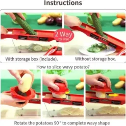 Mandolin Grönsaksskärare – Multifunktionell Grönsaksstrimlare 6-i-1