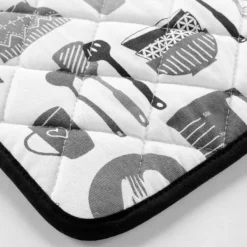 Grytlappar & Grillvantar-Manik 19x19 cm - Tryckt köksredskap - Vit