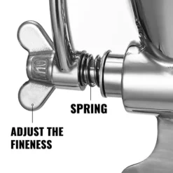 manuell kaffekvarn med klämdesign, justerbar finhet, arbetsbesparande och multifunktionell