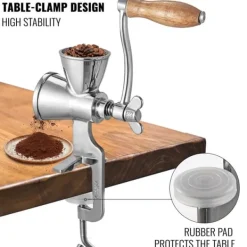 manuell kaffekvarn med klämdesign, justerbar finhet, arbetsbesparande och multifunktionell
