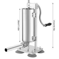 Pressar-Manuell Korvstoppare, 3L Kapacitet, Rostfritt Stål Konstruktion,Silver