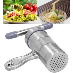 Pastamaskiner-Manuell nudelpress i rostfritt stål med pastapress och 5 formhuvuden för kök