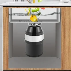 Avfallskvarnar-Matavfallskvarn, köksmodell, 560 W ren kopparmotor, stor kapacitet, stötdämpande