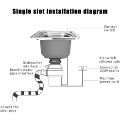 Avfallskvarnar-Matavfallskvarn, köksmodell, 560 W ren kopparmotor, stor kapacitet, stötdämpande