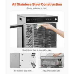 Matdehydrator, 12 brickor, 35,5x47,3x49,5 cm, rostfritt stål