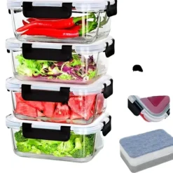Matförvaringsbehållare, Miljövänlig, Lufttät Försegling,4x1040ml