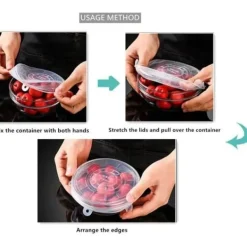 Skållock-Matloks - 6 st - Livsmedelsklassad silikon - Återanvändbara - Miljövänliga