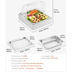 Matserveringsdisplaybehållare, 34,5x27,6x24,5 cm, rostfritt stål