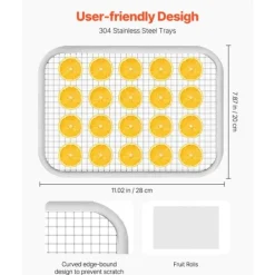 Mattorkarmaskin 6 Brickor, Rostfritt Stål 400W, Jerky Frukttorkning, Hög Effektivitet