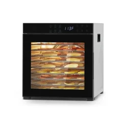 Torkugnar-Mattorkarmaskin med 10 brickor, Rostfritt Stål 1000W, för Torkning av Jerky och Frukt