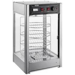 Matuppvärmare-Matvärmare Display, 4-vånings Pizzavärmare, 46,5x46x78 cm, Rostfritt Stål