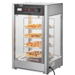 Matuppvärmare-Matvärmare Display, 4-vånings Pizzavärmare, 46,5x46x78 cm, Rostfritt Stål