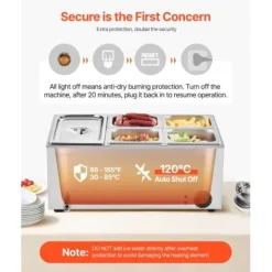 Matuppvärmare-Matvärmare, 5-fack elektriskt ångbord, 54x36x25 cm, rostfritt stål