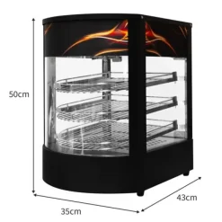 Matuppvärmare-Matvärmare Uppvärmd Pizzadisplay Glasskärm Kommersiell Varm Mat Pizza Paj Svart Stål Elektrisk 30 - 85°C Temperatur 3-hyllplan Trådhyllor GRATIS Tång | CDON