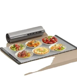 Matuppvärmare-Matvärmepanna, 8 justerbara temperaturer, hopfällbar design,EU, GRÅ