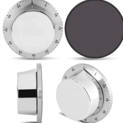 Äggklockor-Mekanisk kökstimer - Magnetisk bas, silver