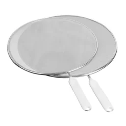 Durkslag & Silar-Metaltex stänkskydd 26 + 29 cm vitt handtag/rostfritt stål