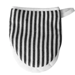 Grytlappar & Grillvantar-Mikrovågsugnsvantar Värmebeständiga randiga mönster Tjocka bomullsugnsvantar med snöre Svarta