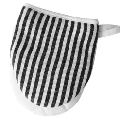 Grytlappar & Grillvantar-Mikrovågsugnsvantar Värmebeständiga randiga mönster Tjocka bomullsugnsvantar med snöre Svarta