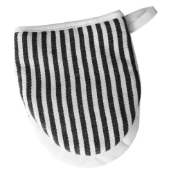 Grytlappar & Grillvantar-Mikrovågsugnsvantar Värmebeständiga randiga mönster Tjocka bomullsugnsvantar med snöre Svarta