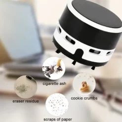 Handdammsugare-Mini bärbar stationär dammsugare kontorsbord dator tangentbord sopmaskin (svart