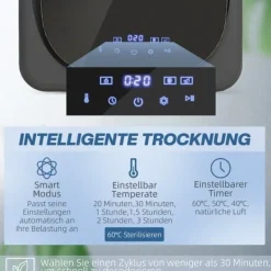 Mini torktumlare 2.5 kg med 6 program, LED-pekskärm, 800W, fristående eller väggmonterad, överhettningsskydd, grå