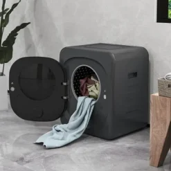 Mini torktumlare 2.5 kg med 6 program, LED-pekskärm, 800W, fristående eller väggmonterad, överhettningsskydd, grå