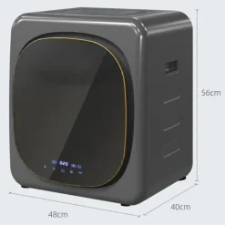 Mini torktumlare 2.5 kg med 6 program, LED-pekskärm, 800W, fristående eller väggmonterad, överhettningsskydd, grå