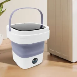 Mini tvättmaskin, 12L kapacitet, 36W effekt, 3 rengöringslägen, ljudnivå 30-40dB, hopfällbar design