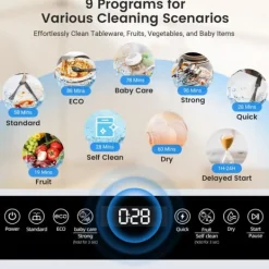 Diskmaskiner-Minidiskmaskin, minidiskmaskin med touchkontroll, 9 program, portabel bordsdiskmaskin, 5,2 liters vattentank, kan användas med/utan vattenanslutning | CDON