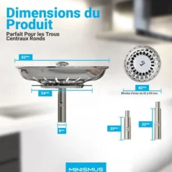 Diskhokorgar-Minismus Korg för Köksvask 82 mm - Universell Sil i Rostfritt Stål, Pop-Up Kork