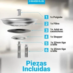 Diskhokorgar-Minismus Korg för Köksvask 82 mm - Universell Sil i Rostfritt Stål, Pop-Up Kork