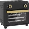 Miniugn med varmluft 10L, Airfryer, Timer, Invändig belysning, Svart/Guld, Rostfritt stål