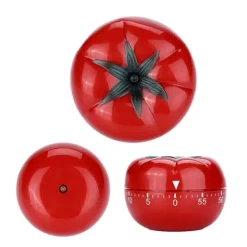 Äggklockor-60-minuters tomatformad mekanisk nedräkningstimer för matlagning och bakning i kök (6,3 x 4,5 cm)