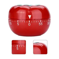 Äggklockor-60-minuters tomatformad mekanisk nedräkningstimer för matlagning och bakning i kök (6,3 x 4,5 cm)