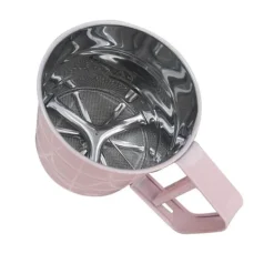 Mjöl Sifter Rostfritt stål Korrosionsbeständig Säker Luktfri Vacker Handhållen Bakmjöl Mesh Sikt Rosa