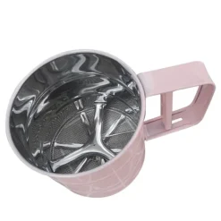 Mjöl Sifter Rostfritt stål Korrosionsbeständig Säker Luktfri Vacker Handhållen Bakmjöl Mesh Sikt Rosa