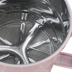 Mjöl Sifter Rostfritt stål Korrosionsbeständig Säker Luktfri Vacker Handhållen Bakmjöl Mesh Sikt Rosa