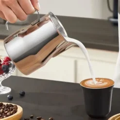 Kaffemaskiner & Espresso-mjölkskummande kanna med latte art-penna glansig silver 304 rostfritt stål innerskala kaffe ångande mjölkgräddekopp 350 ml