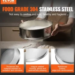 Silar-Mjölsikt, 80 mesh finmaskig sikt, 32x32x10 cm, rostfritt stål