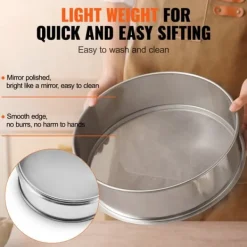 Mjölsikt 40 Mesh i rostfritt stål, finmaskig bakning, perfekt för tårtor