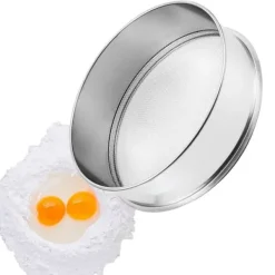 Mjölsikt i rostfritt stål, finmaskigt 12 mesh, idealisk för bakning av tårtor