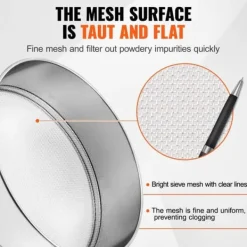 Mjölsikt i rostfritt stål, finmaskigt 12 mesh, idealisk för bakning av tårtor