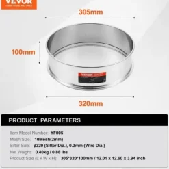 Silar-Mjölsikt, 32x30,5x10 cm, rostfritt stål, finmaskig