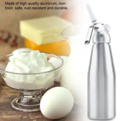 Spritspåsar-1000ml bärbar aluminium vispad grädde dispenser skummare dessertverktyg