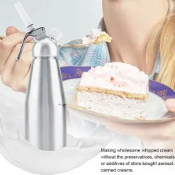 Spritspåsar-1000ml bärbar aluminium vispad grädde dispenser skummare dessertverktyg